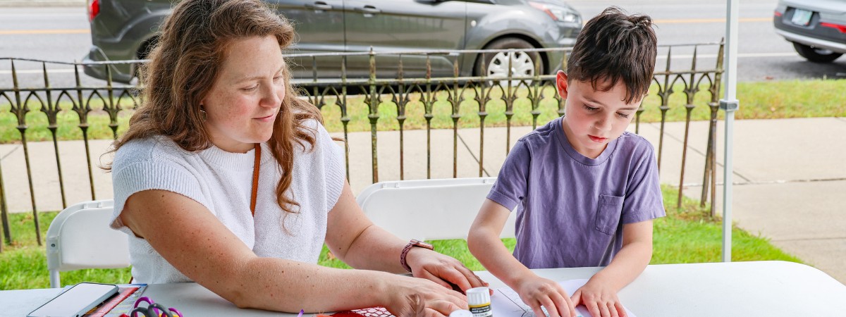 Families enjoy making art together.