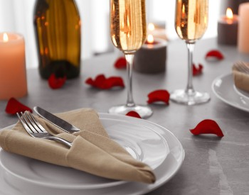 table set for valentine's day