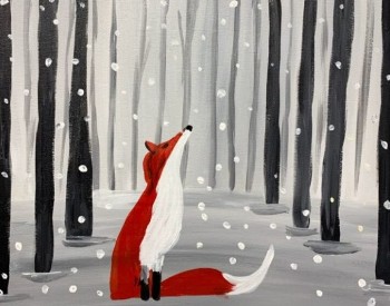 snowy fox in the woods