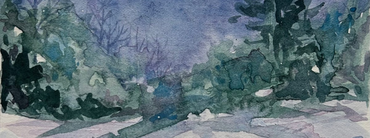 A winter watercolor scene