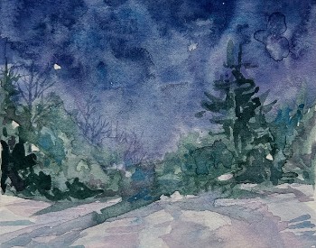 A winter watercolor scene