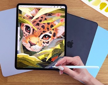 Drawing a tiger on an ipad