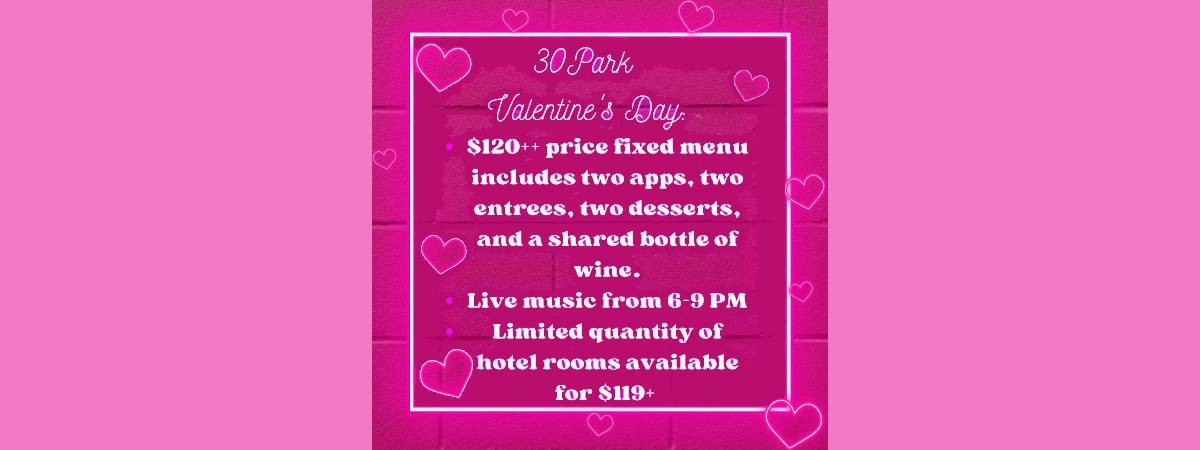 30 park valentine's day menu