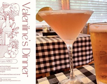 valentine's day menu with two drinks