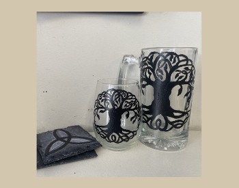 Tree of Life Glass & Slate Coaster Painting Workshop @ Bard & Baker