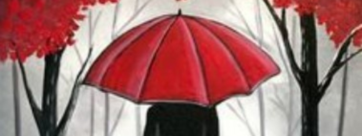 red umbrella painting