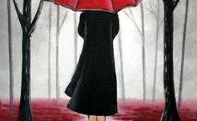 red umbrella painting