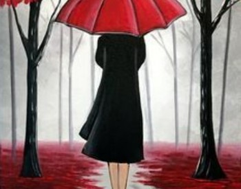 red umbrella painting