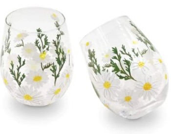 Wine Glass Painting – Daisies