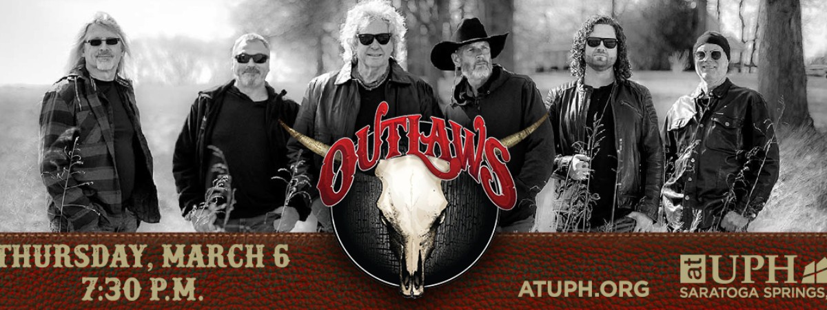 Outlaw bull logo in the center, band in the back