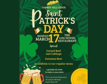 st patrick's day specials at garnet hill lodge