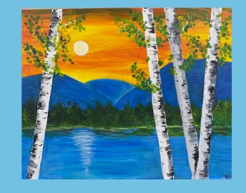 Spring Birch Paint Class for Stress Relief