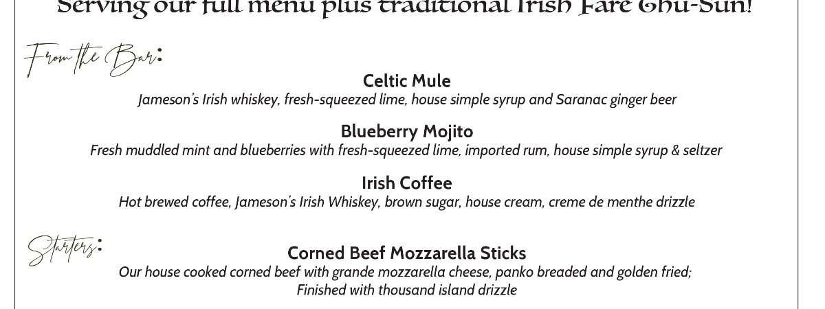 St. Paddy's Weekend Specials