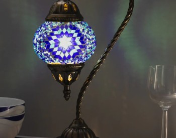 Blue colored tiles on a Turkish lamp