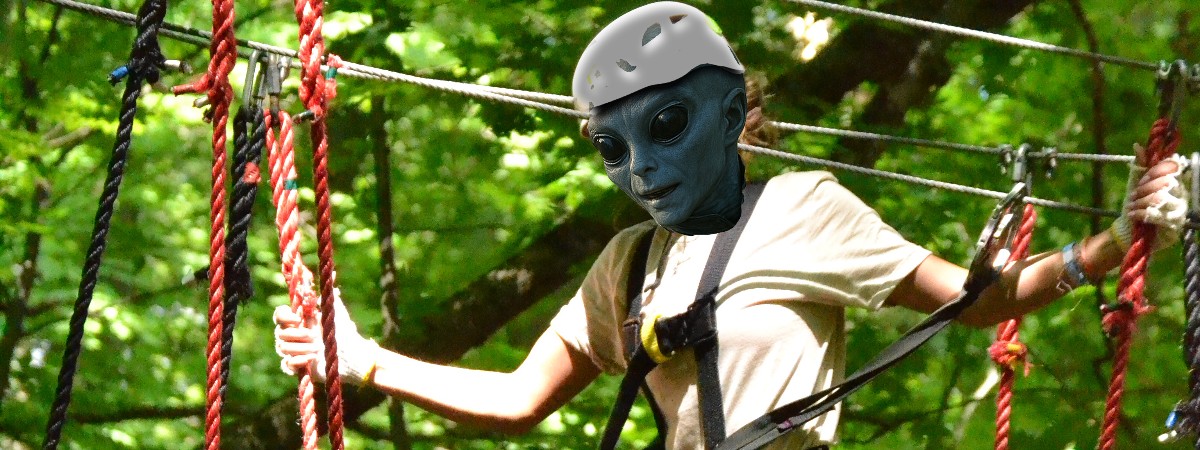 Ziplining Alien