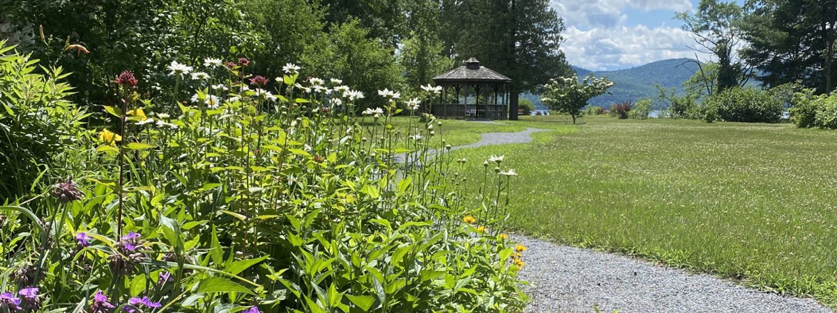 Garden and gazebo at Peggy's Point