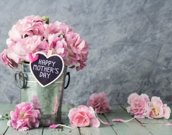 mother's day flowers in bucket
