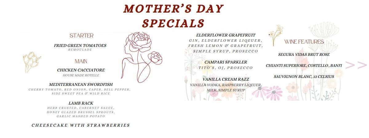 mothers day menu
