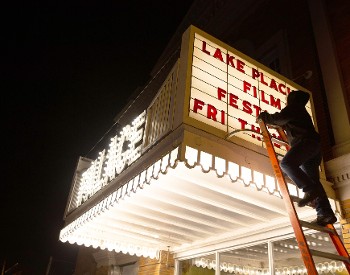 Marquee of the Palace Theatre Highlighting the Lake Placid Film Festival