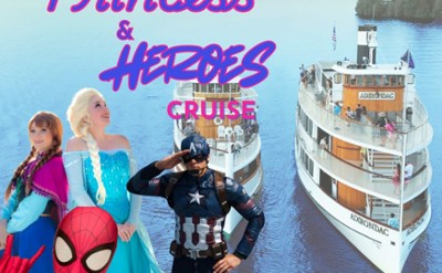 The Adirondac and The Horicon cruising on Lake George with Spidey, The American Hero and The Winter Sisters
