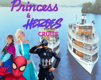 The Adirondac and The Horicon cruising on Lake George with Spidey, The American Hero and The Winter Sisters