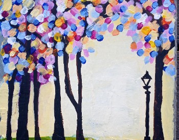 Colorful Trees (painting on slate). Courtesy Darcie Parrott.