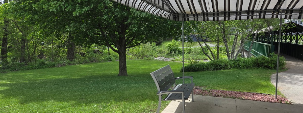 Patio overlooking the Mettawee River at the Slate Valley Museum