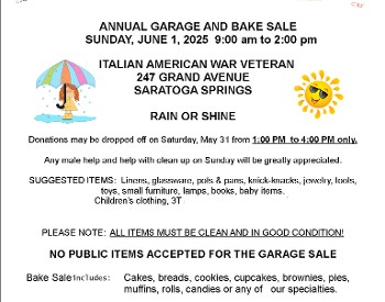 Annual Garage/Bake Sale