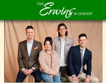 Header says The Erwins in Concert and it shows the 4 members of the band