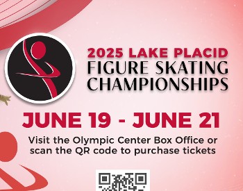 figure skater on a red background promoting a skating championship