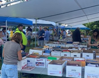 The first night of the book sale!