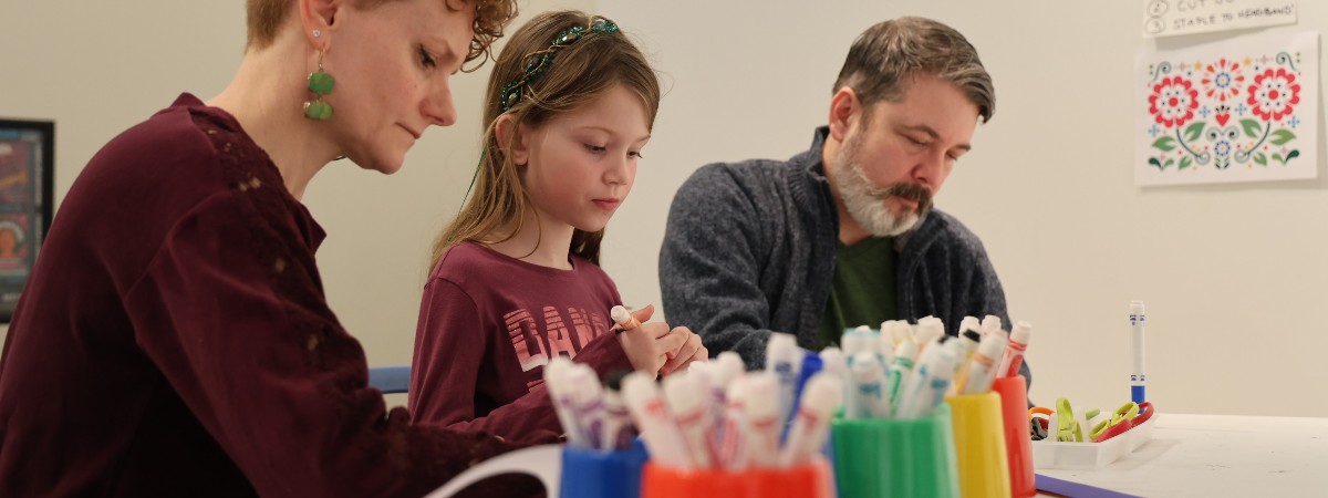 A family creating art