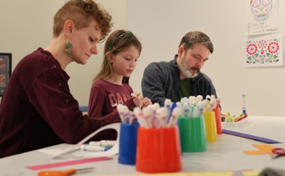 A family creating art