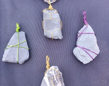 Slate wrapped in wire. Courtesy Darcie Parrott.