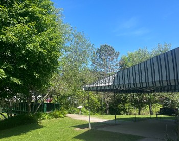 View of the museum's patio along the Mettawee River.