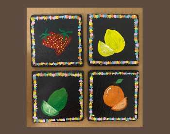 *New* Fruit Slate Coaster Set Paint & Sip Event