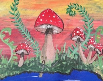 mushroom house painting