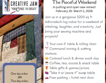 A quilt, and description of the Pieceful Weekend, description in event information