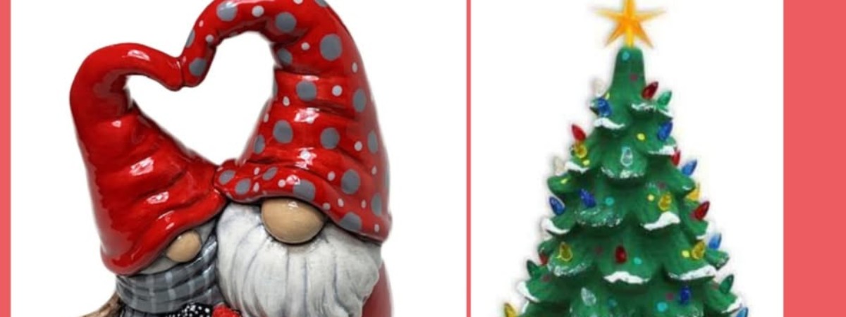 five different holiday/christmas theme ceramics pieces