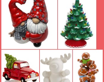 five different holiday/christmas theme ceramics pieces