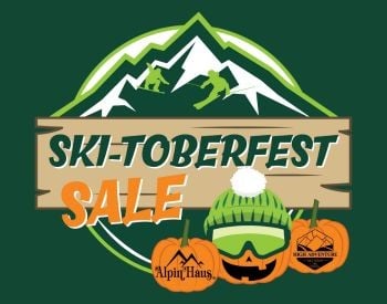 Ski-toberfest Sale - Mountain logo with pumpkins