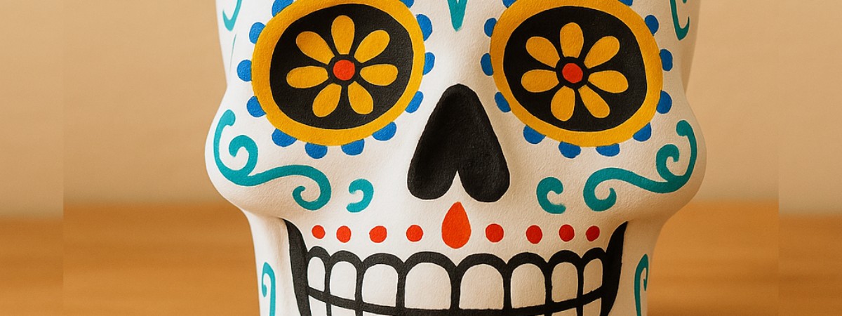 Painted Ceramic Skull