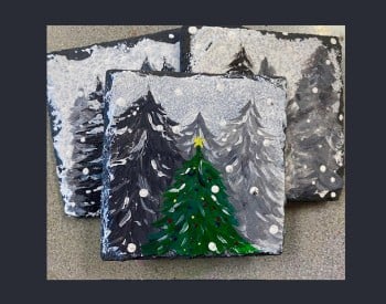 *New* Holiday Tree Slate Coaster Set Paint & Sip Event