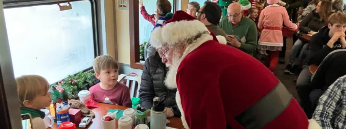 Santa on SC&H Railway Candy Cane Express