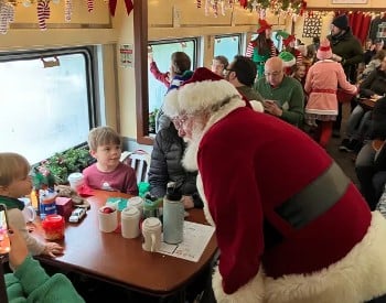 Santa on SC&H Railway Candy Cane Express