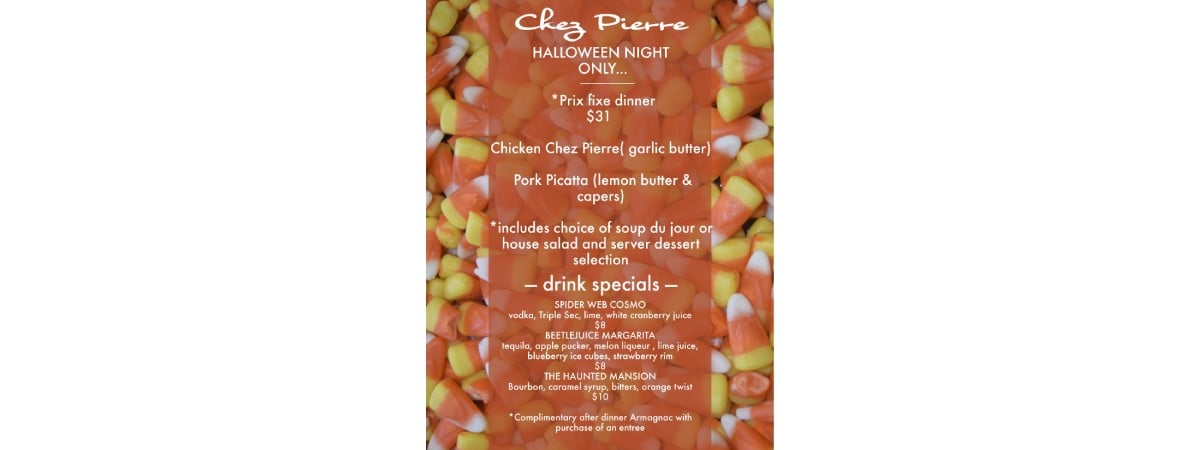 chez pierre halloween meal