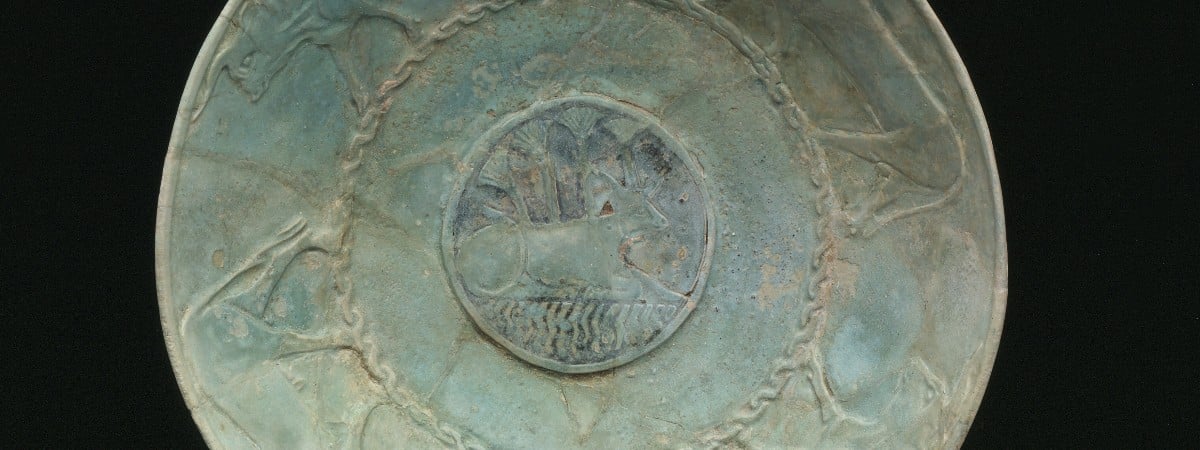 . Bowl with cattle. Egyptian, Third Intermediate Period, 1075–712 B.C. Findspot: Nubia (Sudan), el-Kurru, Kurru 55. Faience, 4.4 x 16.4 cm (1 3/4 x 6 7/16 in.). Museum of Fine Arts, Boston. Harvard University—Boston Museum of Fine Arts Expedition, 24.1089.