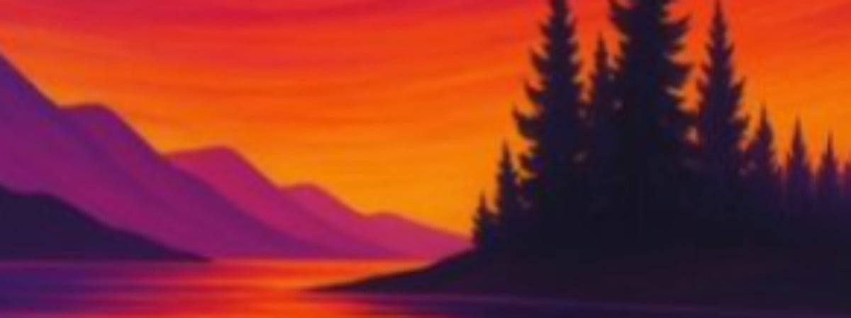 Paint and Jam - Blacklight Pine Forest Sunset