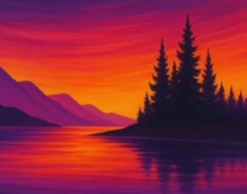 Paint and Jam - Blacklight Pine Forest Sunset