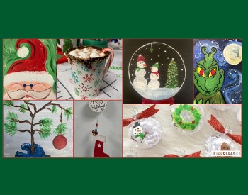 Kids paint a canvas of choice & make ornaments while enjoying cocoa, cookies, and holiday music!